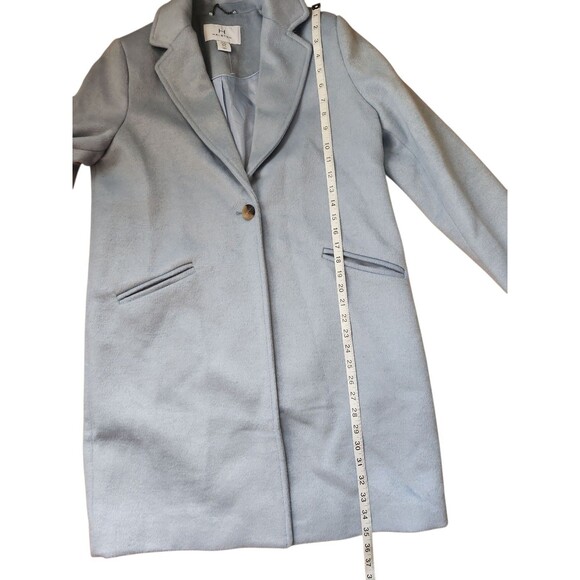 H Halston Brushed Wool Pea Coat Womens M Light Blue Mid-length Preppy Old Money - Picture 8 of 9